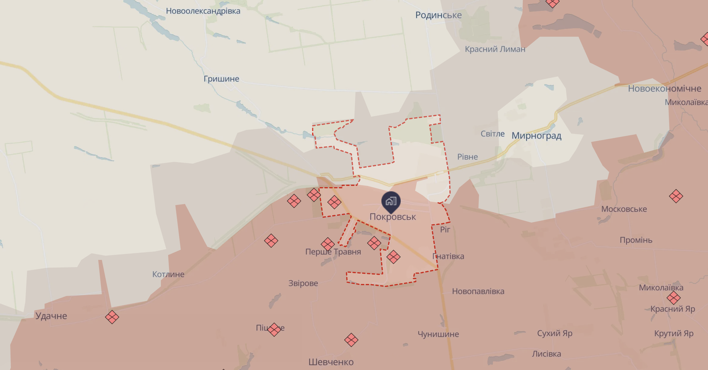 Орієнтовна карта бойових дій станом на 14 грудня о 13:11 Орієнтовна карта бойових дій станом на 14 грудня о 13:11